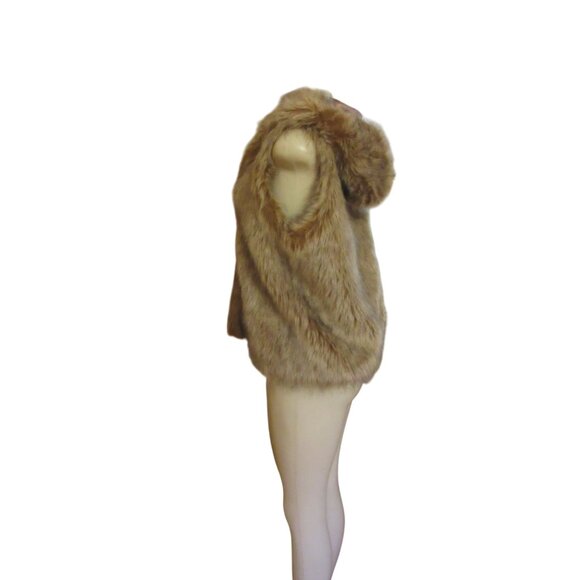 Kenar Womens Brown/Tan Hooded Faux Fur Vest Size L - Picture 4 of 7
